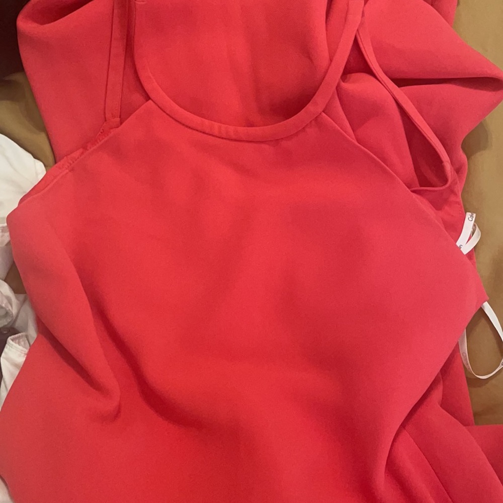 Coral Calvin Klein Halter Dress